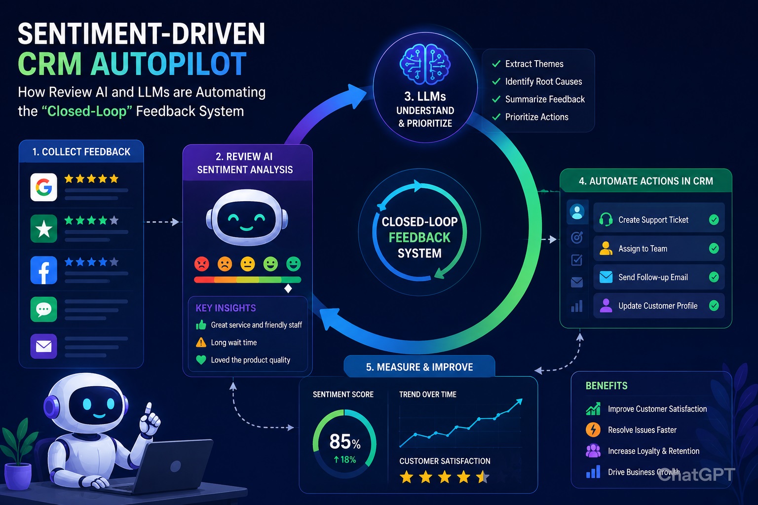 Sentiment-Driven CRM Autopilot with Review AI & LLMs